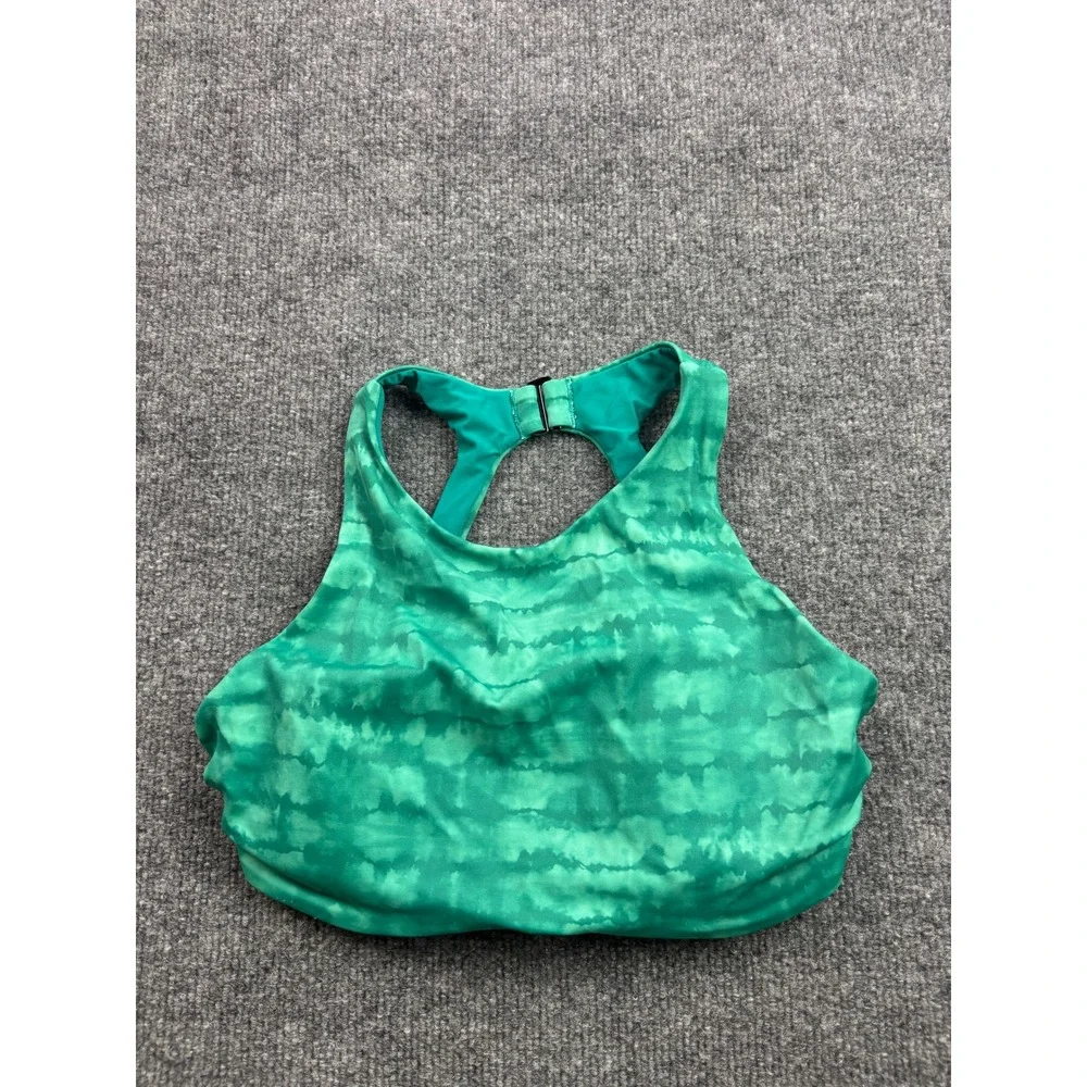 Athleta Bikini Top Womens 32D/DD Green Tie Dye High Neck Racerback Swim